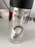 ihold一键开盖双层玻璃杯防烫男士耐高温速开饮用水杯子办公泡茶杯车载 皮纹黑 350ml 实拍图