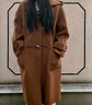 迪赛尼斯（DESIGNICE）2024年冬季新款旷野美拉德气质羊毛牛角扣大衣中长款连帽毛呢外套 褐色 M 实拍图