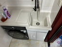 陌利蜂窝铝洗衣柜高低台盆洗衣池带搓板一体盆滚筒洗衣机柜伴侣定制 120CM右盆  珍珠白 送抽拉龙头 实拍图