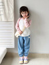 班喜迪女童牛仔裤秋装2025新款洋气宝宝冰丝裤子儿童薄款束脚休闲裤秋季 蓝色 130 实拍图