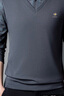 皮尔卡丹（pierre cardin）长袖t恤男士半袖上衣服男士秋冬季假两件打底衫翻领 深灰色 3XL 实拍图