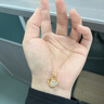 中国黄金（CHINA GOLD）爱心黄金项链女金镶玉和田玉金吊坠七夕情人节礼物送女友生日老婆 足金玉见你吊坠【赠黄银链】京速达 实拍图