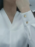 哈鲁迪无领白衬衫女抗皱工作服上衣秋装高级感夏季雪纺v领职业长袖衬衣 白色长袖款 M （90-110斤） 实拍图