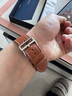 istrap适用苹果手表表带真皮牛皮apple watch手表带S11/10/9/8/7/6/SE男女士iWatch ultra2/3腕带 浅棕白线丨银色配件 49MM表盘【适用iWatch ultr 实拍图