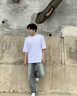 真维斯（Jeanswest）300g重磅纯棉短袖t恤夏季圆领五分袖宽松百搭打底衫男女基础款tee 白色(纯色) L (175) (体重130-150斤) 实拍图