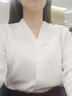 哈鲁迪无领白衬衫女抗皱工作服上衣秋装高级感夏季雪纺v领职业长袖衬衣 白色长袖款 M （90-110斤） 实拍图