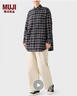 无印良品（MUJI）女式法兰绒衬衫领长上衣 纯棉 女士衬衫外套内搭格子衫秋季款外衣 藏青色格纹 M 160/84A 实拍图
