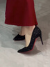 猎呐高跟鞋女士黑色红底2025秋冬纯欲网红增高性感床上细跟尖头气质单 细闪细高跟鞋【黑色9cm】 37 实拍图