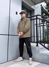NEW OR MODE美式复古麂皮绒外套男春秋季新款立领夹克男款潮牌痞帅高级感褂子 绿色 XL 实拍图