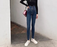 UKMR显瘦超高腰牛仔裤女2025紧身靴子显高春秋冬铅笔修身小脚弹力 蓝灰色 28 【100-110斤】 实拍图