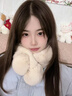 槿城真毛獭兔毛围巾女冬季保暖百搭可爱交叉皮草围脖濑兔毛绒加厚TT02 双球米白色 实拍图