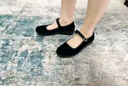 思梅老北京布鞋平底工作黑色女单鞋妈妈广场舞鞋酒店礼仪工作鞋保洁鞋 一字扣带平底妈妈工作鞋【黑色】 36 码【鞋跟2cm】 实拍图