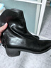 达芙妮女靴软皮软底粗跟尖头中跟单靴女靴子4622607050黑色（单里）39 实拍图