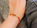 中国黄金（CHINA GOLD）平安扣手链男女情侣款同心圆编织手绳足金转运珠本命年生日礼物 【今/次日达】平安扣手链【轻版-红绳】 实拍图