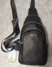 萨奇袋鼠（SAQIDAISHU）真皮胸包男休闲男士包包单肩包运动包头层牛皮胸前小背包斜肩包男 黑色荔枝纹【头层牛皮】配手包 实拍图