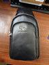 萨奇袋鼠（SAQIDAISHU）真皮胸包男休闲男士包包单肩包运动包头层牛皮胸前小背包斜肩包男 黑色荔枝纹【头层牛皮】配手包 实拍图