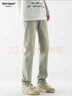 Homlean美式牛仔裤男夏季小众高街直筒修身显高长裤子22K6294-1泥黄M 实拍图
