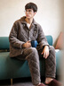 芬腾睡衣男三层加厚珊瑚绒夹棉家居服套装秋冬季男士加绒法兰绒 实拍图