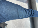 真维斯（JEANSWEST）牛仔裤男2025春夏柔软棉弹修身小脚裤潮流时尚印花男长裤深蓝32 实拍图