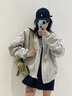妍莉芬（yanlifen）棒球服春秋短外套女装春季2025年新款短款衣服休闲风衣外套上衣 米灰色 薄款 S 建议85-114斤内 实拍图