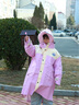 牧萌儿童雨衣男女童带书包位防水透气宝宝时尚风衣式雨披 香芋紫 2XL 实拍图