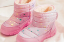 哈比熊童鞋儿童雪地靴冬款女童靴子加绒保暖短靴棉鞋AW7090 粉色(圆)31码 实拍图