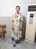 俞兆林夏装雪纺妈妈短袖连衣裙中老年女装收腰长裙子 Y52Q006 实拍图