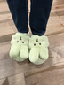 洁丽雅棉拖鞋女士秋冬季外穿可爱居家情侣包跟保暖毛毛绒拖鞋男棉鞋冬天 草绿 【可爱兔兔】 38-39 (适合37-38码) 实拍图