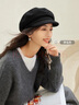Siggi帽子女羊毛贝雷帽秋冬复古时尚报童帽百搭鸭舌画家帽静谧黑 实拍图