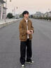 主意范（ZHUYIFAN）胖子大码230斤裤子男直筒秋冬款工装裤潮牌大码直筒阔腿休闲裤 A001-K1050J黑色加绒 5XL (195) 205-230斤可穿 实拍图