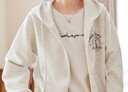 品彩（PinCai）卫衣外套女纯色小狗印花气质百搭休闲连帽开衫上衣 P141F2734 实拍图