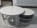 柏莱帝尼（Bolatine）实木茶几客厅岩板轻奢小户型可伸缩圆形茶几桌 白架灰柜【80雪山白+60雪山白】 实拍图