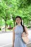 春乏无袖连衣裙女学生夏季新款中长款度假风海边沙滩裙仙女挂脖长裙子 蓝色  S 实拍图