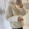 森马（Semir）轻松羽绒|90鸭绒羽绒服女冬季短款宽松花苞连帽甜美三防保暖外套 奶白（白鸭绒）10501 S 实拍图