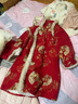 罗蒙女童红色旗袍加绒新年拜年服连衣裙新中式儿童过年演出服 红色140 实拍图