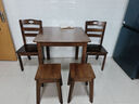 原声原代实木餐桌椅组合小方桌家用饭桌正方形小餐桌茶几桌四方桌子八仙桌 套装 胡桃色一桌二椅+二凳 正方形80*80*高75cm 实拍图