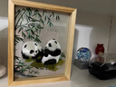 老秀馆蜀绣熊猫伴手礼双面刺绣摆件工艺品中国特色礼物送老外文创纪念品 榉木外框-竹子熊猫（成都发货） 实拍图