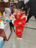 罗蒙女童红色旗袍加绒新年拜年服连衣裙新中式儿童过年演出服 红色150 实拍图