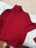 茵曼（INMAN）无缝一体100羊毛衫打底针织毛衣上衣 红色-高领-W18438115 M 实拍图