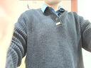 马登工装 美式复古针织亨利衫阿美咔叽竖条纹套头毛衣男秋季 黑色 XL 实拍图