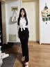 萝美酱弹力微喇叭裤子女休闲2026春秋新款高腰显瘦修身西装马蹄裤小个子 黑色 弹力喇叭裤常规 M 【建议95-105斤】 实拍图