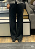 太平鸟女装休闲裤高腰雪尼尔直筒长裤秋冬加厚阔腿裤子 黑色 XL 实拍图