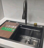 JOMOW九牧王洗菜盆5MM厚瀑布飞雨厨房水槽大单槽304不锈钢洗菜池 65*45cm枪灰色(飞雨瀑布) 抽拉飞雨套餐+台控下水+洗杯器+净水龙头 实拍图