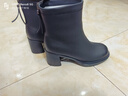 达芙妮加绒高跟短靴女圆头百搭靴子粗跟增高瘦瘦靴4623607044 黑色37 实拍图