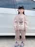 G.duck小黄鸭童装女童套装春秋款洋气儿童衣服女宝宝秋装卡通兔子两件套 卡其色 100 (建议身高90cm 3-4岁)cm 实拍图