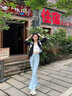 OLDER SEA浅色微喇牛仔裤女小个子2025牛仔裤夏季女高腰显瘦喇叭马蹄裤子女 浅蓝色 S 建议89-98斤 实拍图