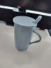 贝瑟斯 简约办公室喝水杯子男 礼物马克杯带盖带勺陶瓷杯创意牛奶杯菱形 情侣杯 早餐杯茶杯  蓝色可定制 实拍图