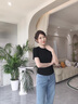 MJ STYLE抽褶正肩短袖T恤女2025年夏季紧身收腰显瘦辣妹风小个子短款上衣 实拍图