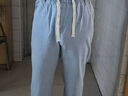百鹊亭（BAIQUETING）裤子夏季男直筒宽松阔腿老爹裤潮牌ins港风九分坠感牛仔裤 浅蓝色【松紧腰】 3XL 实拍图