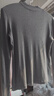 罗蒙（ROMON）纯棉半高领长袖打底衫女新款秋冬季内搭螺纹T恤女黑色长袖上衣服 浅灰色. 2XL 125-135斤) 实拍图